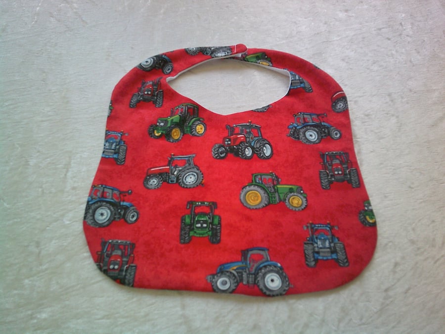 Tractors on Red Baby Bib