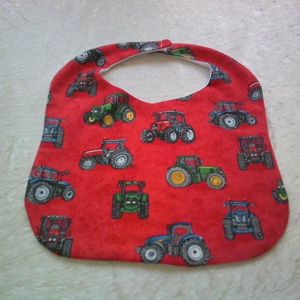 Tractors on Red Baby Bib