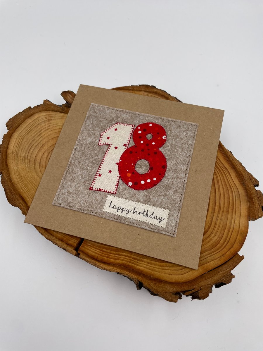 Eighteenth 18th birthday appliqué card