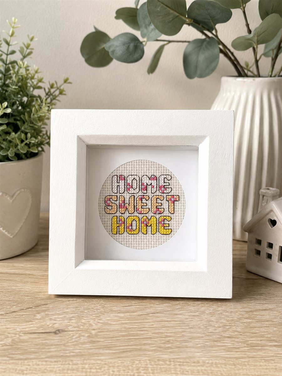 Home Sweet Home Cross Stitch Frame House Warming Gift