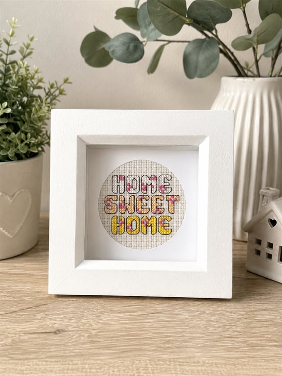 Home Sweet Home Cross Stitch Frame House Warming Gift