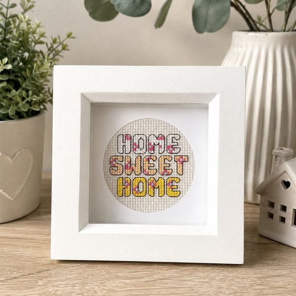 Home Sweet Home Cross Stitch Frame House Warming Gift