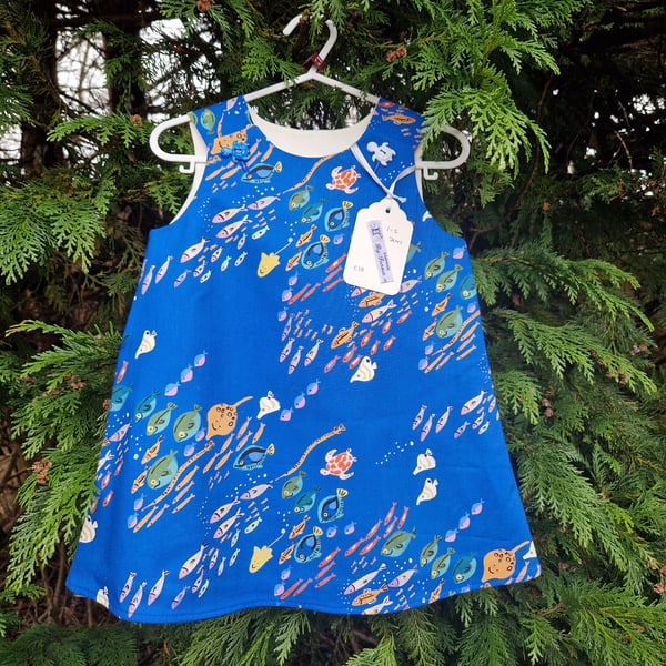 Age: 1-2yr Royal Blue Fish Dress. 