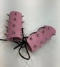 Pink Leather Wheelchair Handle Deterrents with Chrome Spikes