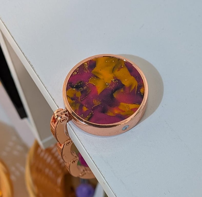 Handmade Polymer Clay Cabochon Purse Hook Foldable Bag Holder, Table Hook