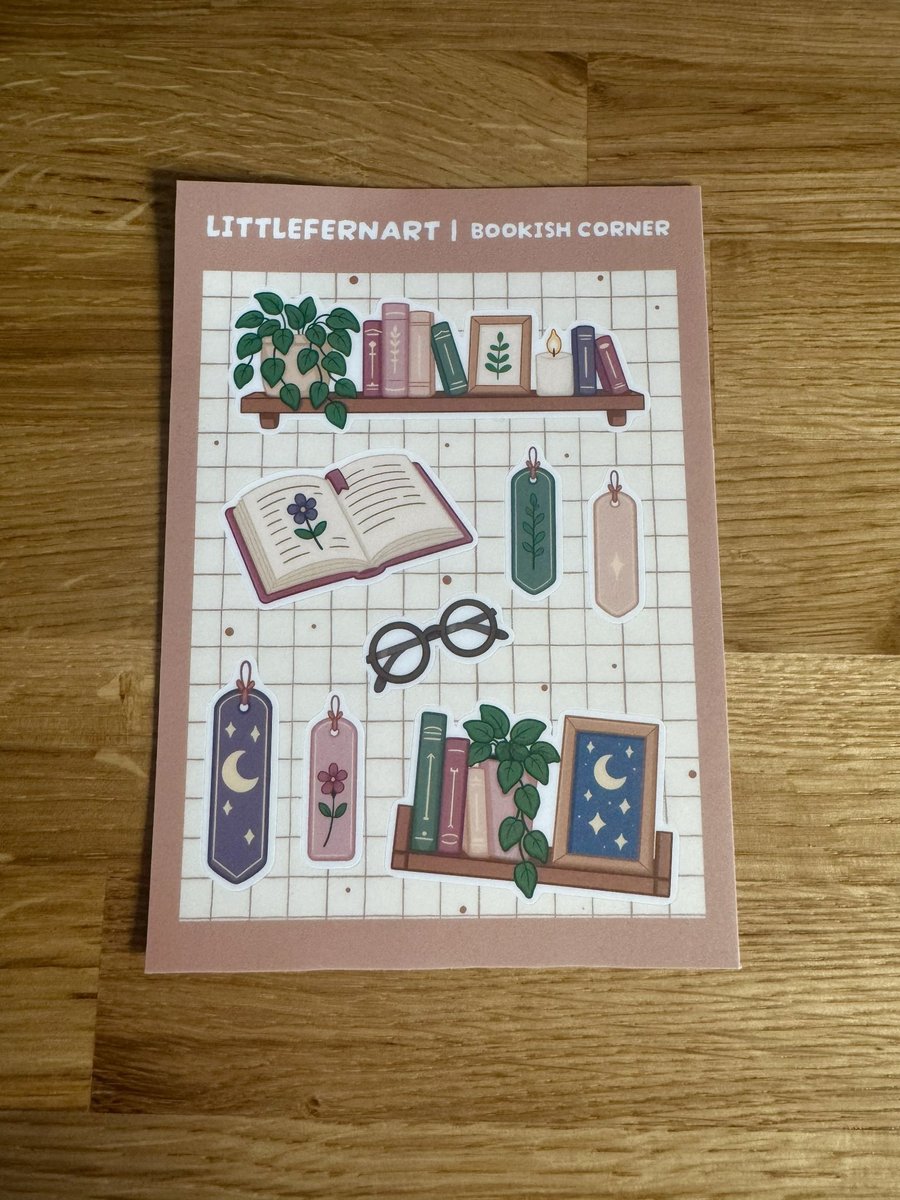 Bookish Sticker Sheet – Books, Plants & Bookmarks – Laminated Vinyl