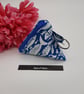 Pyramid keyring coin purse in blue fish fabric.  Free uk delivery.   - Image 6