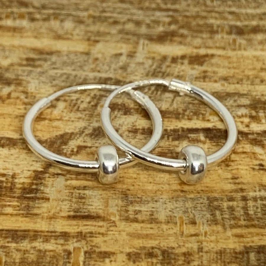 Silver Spinner Hoop Earrings