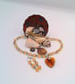 Jewellery Set with Yellow Topaz Beads, Cones and a Golden Brown Crystal Heart