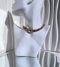 Warm Tones Crackle Glass Beaded Necklace Iridescent Sparkle Statement Choker - Image 3