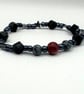 Mars and Her Moons - Fancy Jasper and Snowflake obsidian crystal bracelet 