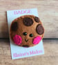 Hand sewn wool blend felt 'choc chip cookie' badge,letterbox gift 