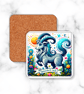 9cm square coaster - cute Capricorn zodiac symbol - sublimated