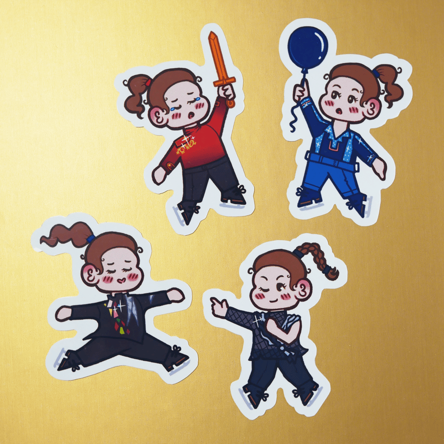 Set of Four Deniss Vasiljevs Chibi Stickers