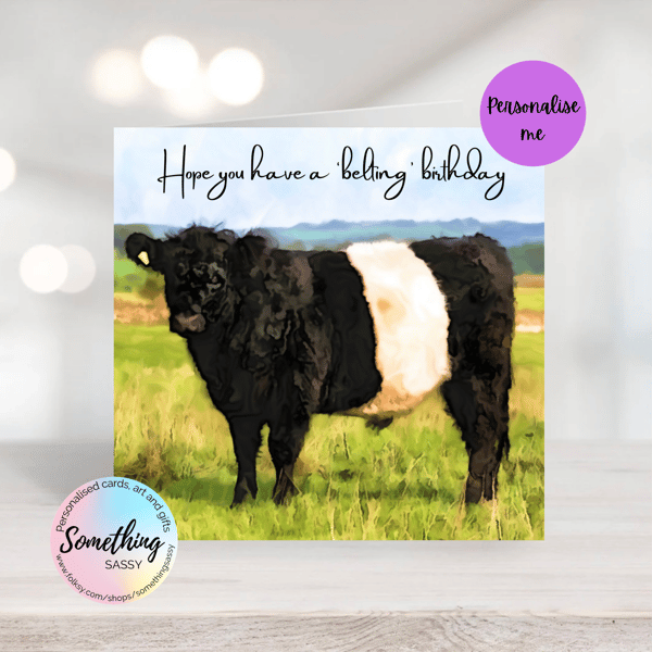 Cow Cute Funny Card ready to be Personalised for any occasion