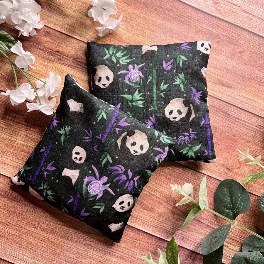 Giant Panda Handwarmers lavender scented hand warmers, rice filled bags, panda g