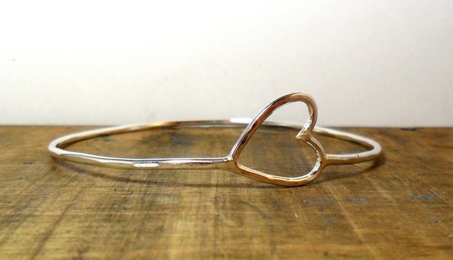 Silver Heart Bangle