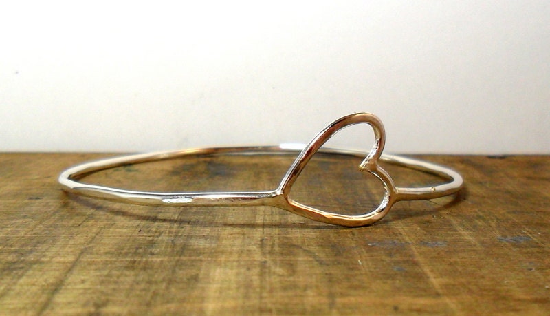 Silver Heart Bangle