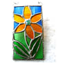 Flower Picture Stained Glass Suncatcher Art Red Yellow Orange Handmade Floral - Image 4
