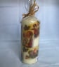 Decorated Candle Vintage Santas Children Christmas Decoupage Unusual 16cms - Image 1