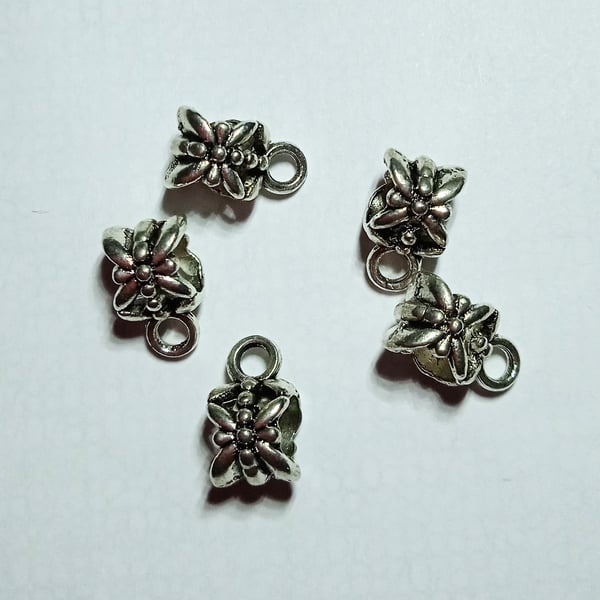 5 x Tibetan Silver Butterfly Bail Beads