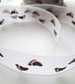 White and brown footprint new baby organza ribbon, 3 metres, 22mm wide - Image 4