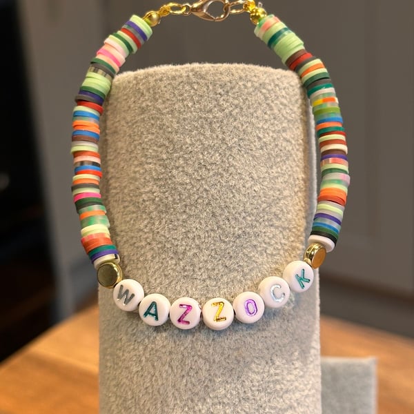Unique Handmade bracelet with charms - wordy wazzock