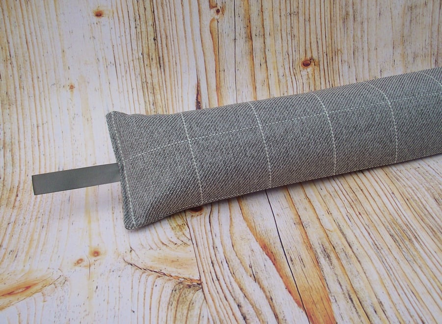 Draught Excluder 1.9kg Lawson Dove check wool effect fabric heavy weight 