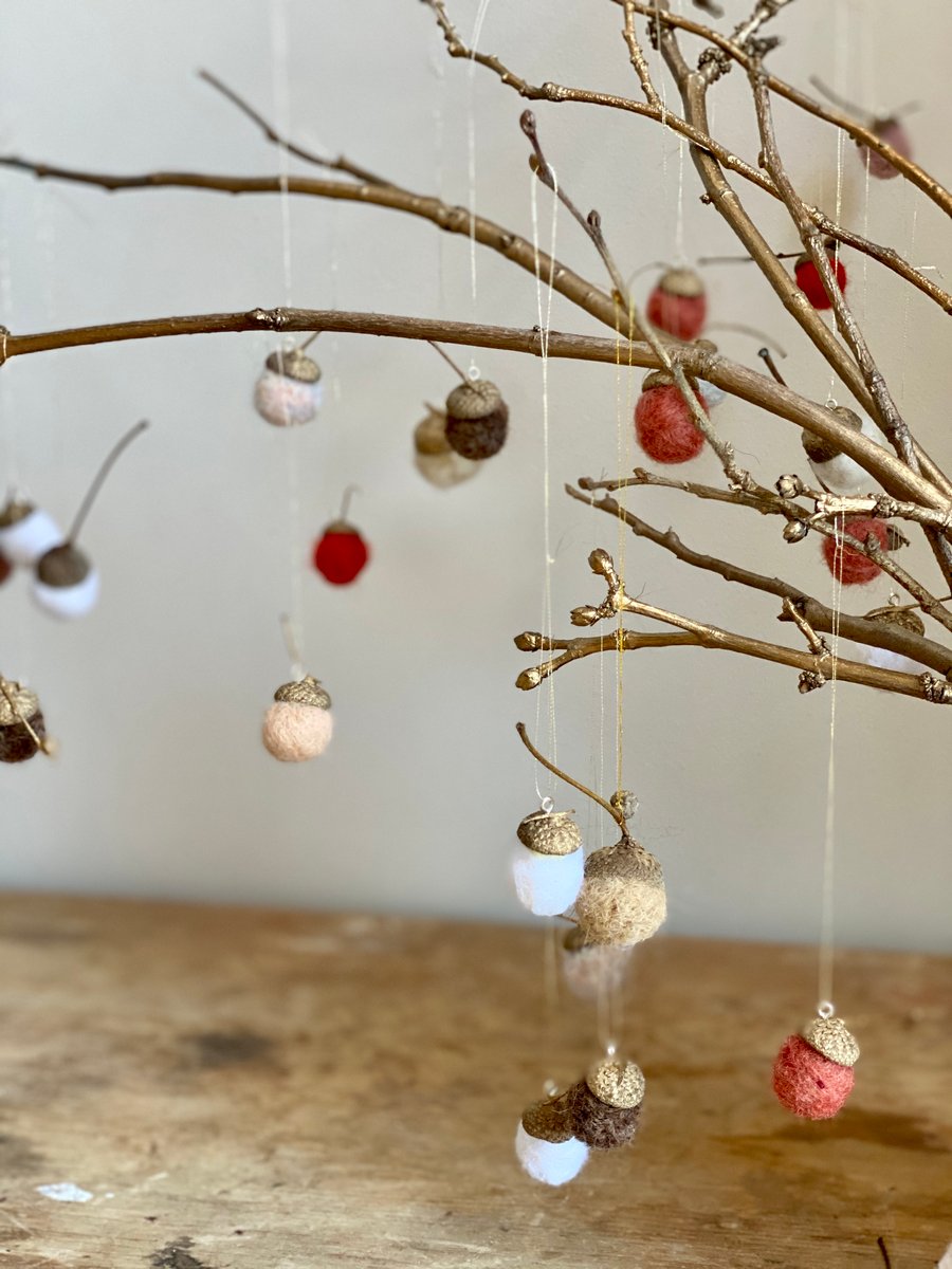 Six Assorted Needle Felted Acorns