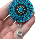 Hand painted mandala Badge Reel