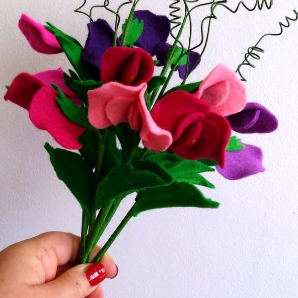 Sweet Pea Felt Flower Stem