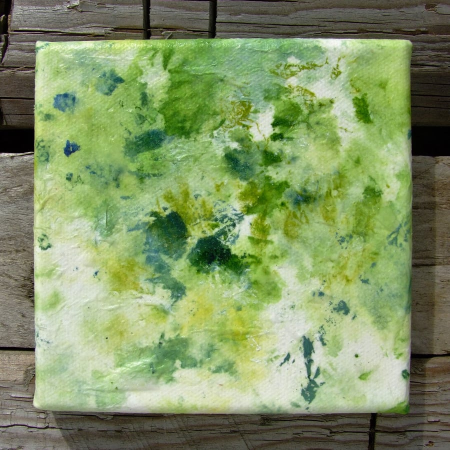 Green leaves - 5x5" original mini canvas