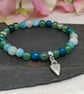 Mala bracelet with 27 blue and green agate and chrysocolla gemstones with hearts - Image 1