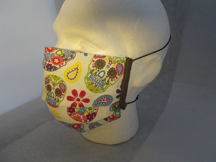 Adult Fabric Face Covering - Candy Skulls