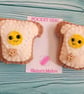 Felt Egg on Toast Pocket Hug and card,pocket buddy,comfort pocket pal. - Image 3