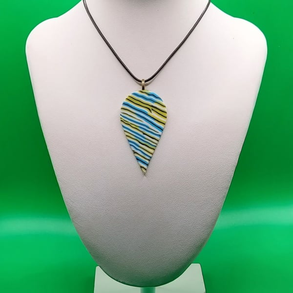Polymer clay pendant - unique handmade necklace - teardrop costume jewellery