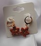 Speckled Terracotta Autumn Leaf Hoop Earrings, Hypoallergenic Huggies