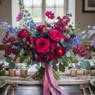 Hand Dyed Pink Silk Ribbon: Bridal Bouquet Ribbon, Cake Decor, Stationery