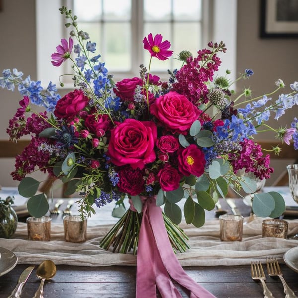 Hand Dyed Pink Silk Ribbon: Bridal Bouquet Ribbon, Cake Decor, Stationery