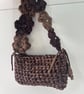 Handmade Crochet Shoulder Bag - Mocha & Chocolate Brown - Floral Flower Strap  - Image 5