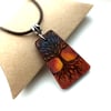Tree at Sunset Wooden Pyrography Pendant Necklace with Prismacolour