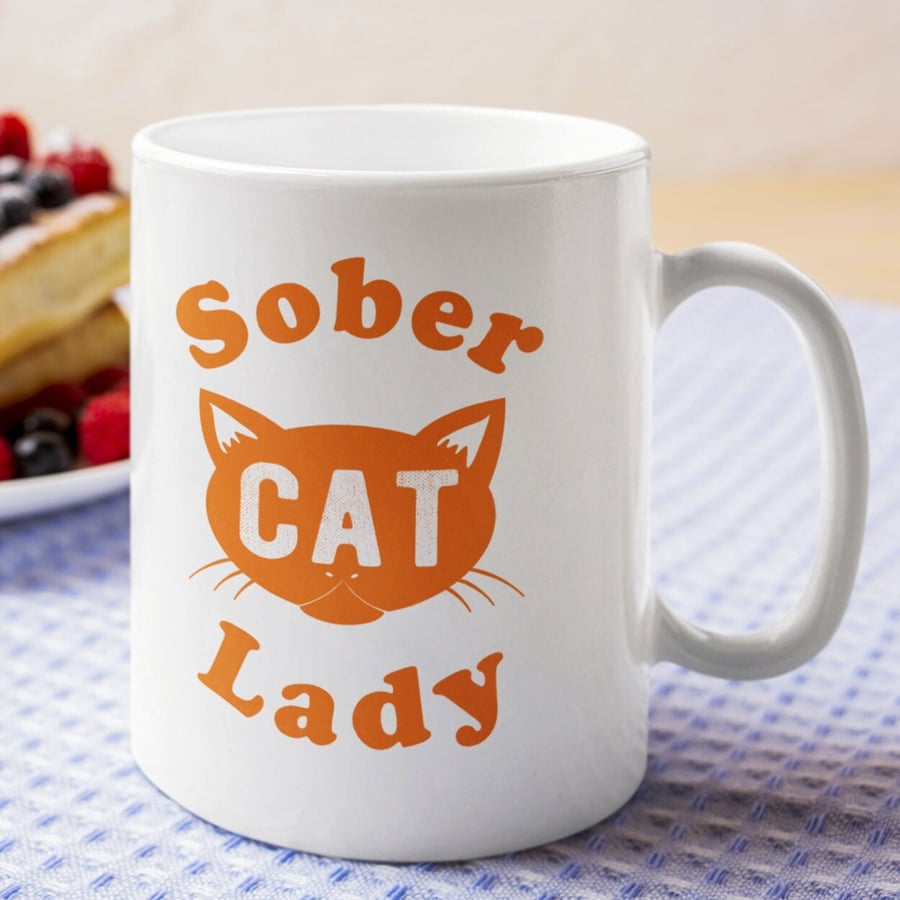 Sober Cat Lady 11oz15oz Mug, sobriety gift, Sobriety gift, AA gift for women, so