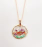 Pressed Flower Oval Pendant Necklace