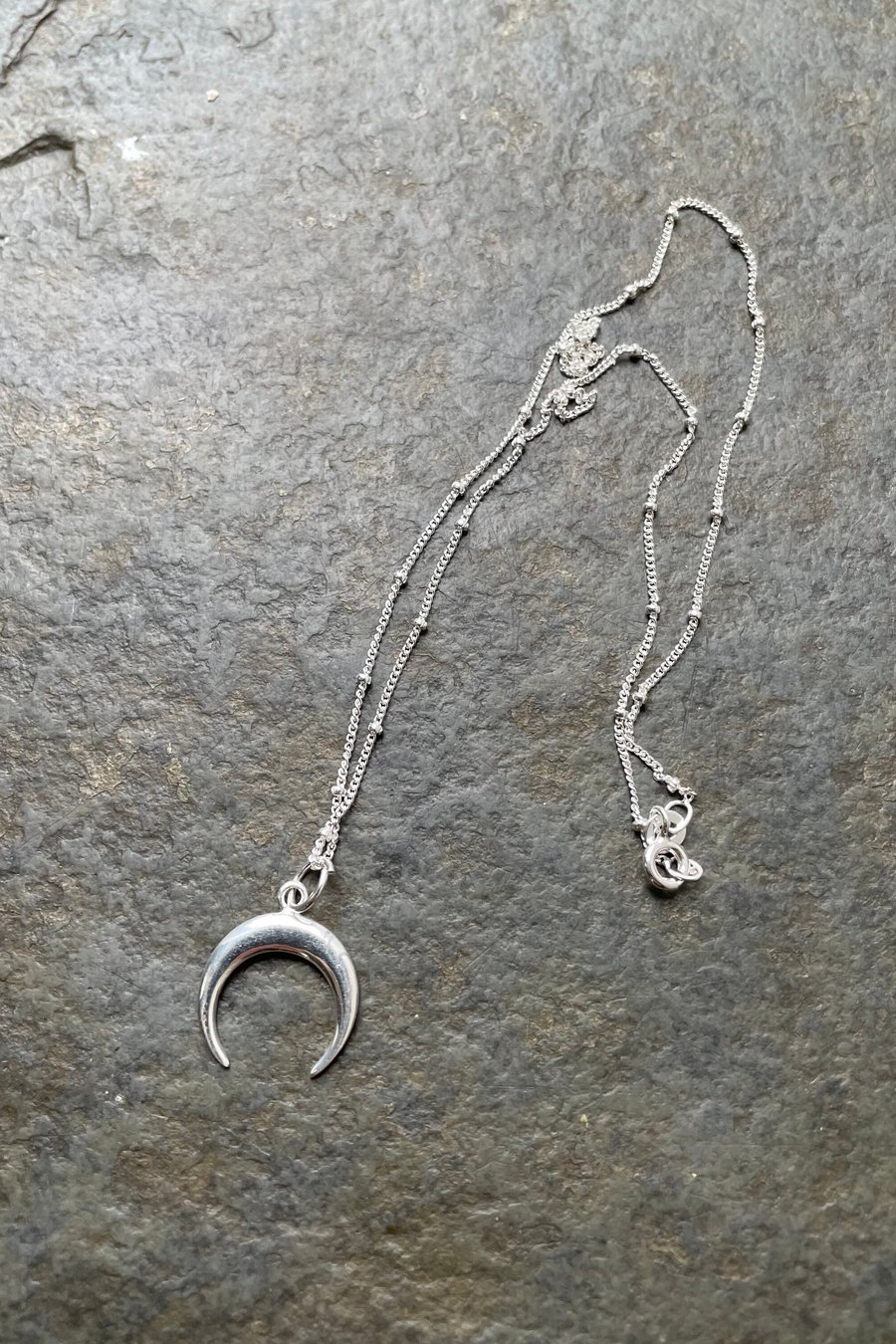 Silver Crescent Moon Necklace