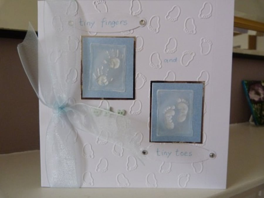 Tiny Fingers New Baby Boy Card