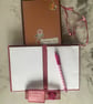 Handmade Boxed Stationery Gift Set with Double Notepad Wallet and Pen - Image 3