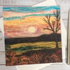 Embroidered landscape printed art card, greetings card or any occasion card. 