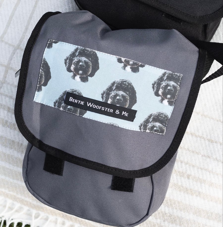 Dog Walking Bag:Grey with Black cockapoo