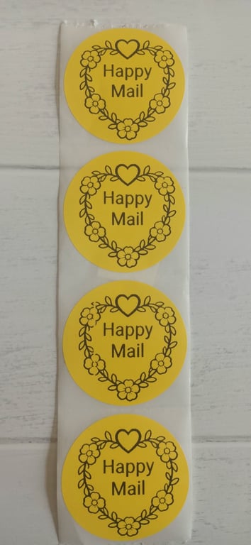 50 'Happy Mail' Heart Thermal Printed Stickers (100Y)