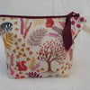 Autumn Woodland Animals Print Zipped Purse. Fully Lined with Gusset and Zip. 